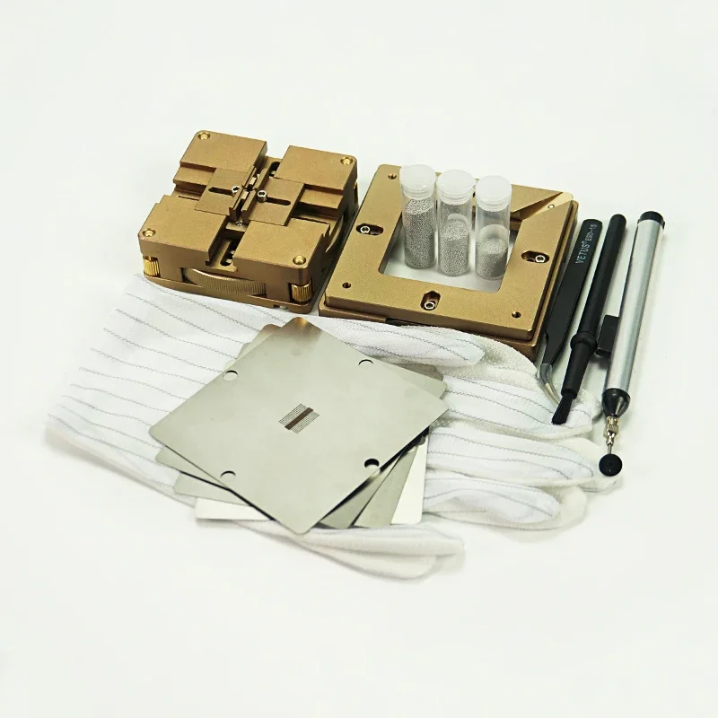 80/90 MILLIMETRI Universale di Tipo Rotante Reballing Jig 4 pz Stencil PS4 Kit Sfera di Saldatura ESD Anti-Slip Pinzette Pennello Penna di Aspirazione A Vuoto