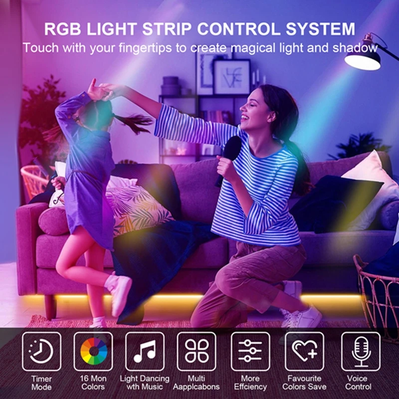 RGB Led Light Strip Voice Control Work With Alexa & Google Home, WIFI Wireless Smart Controller With Free App Via IOS Or Android