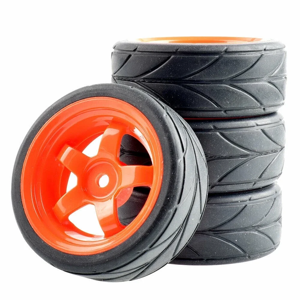 4 Uds RC 6030-6081 neumáticos de goma y rueda de plástico para carreras de coches en carretera HSP HPI 1:10