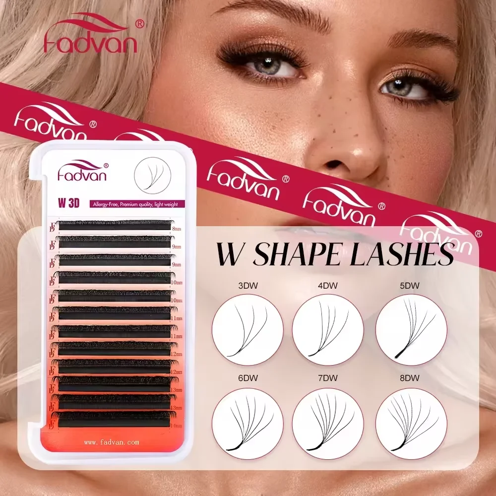 Fadvan 3D/4D/5D/6D/7D/8D W Shape Eyelash Extension Natural Faux Mink Lashes Premade Volume Fan False Eyelashes Makeup Supplies