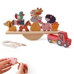 Baby Wooden Threading Toys Frame Animal Wooden Blocks Stacking Balance Montessori Toys For Children Puzzle Educational Toys