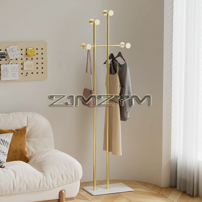 Floor-Standing Clothes Rack, Bedroom Storage Clothes Rack, Household Clothes Rack with Tempered Glass Base, Room Coat Rack