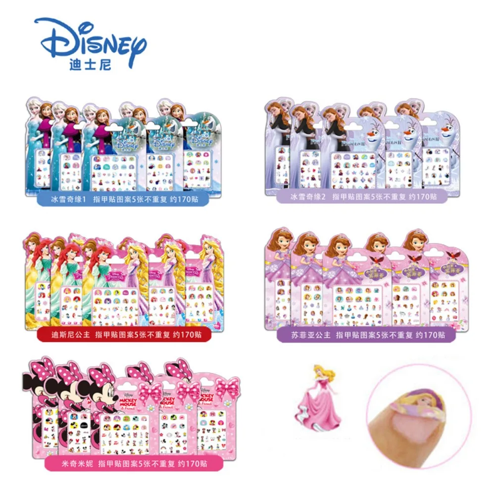 

Disney Anime Nail Stickers for Girls Kids Frozen Elsa Anna Snow White Mermaid Princess Action Toys Figures Cartoon Stickers Gift