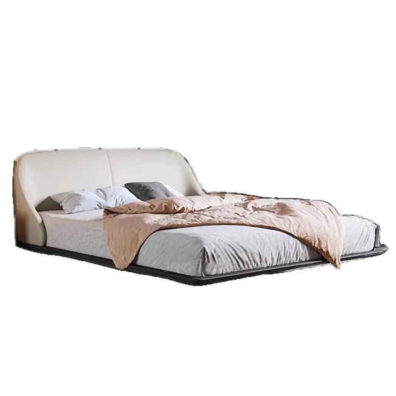 Italian modern minimalist leather bed high PC and console game bedroom 1.8m large flush edge soft bag double wedding bed