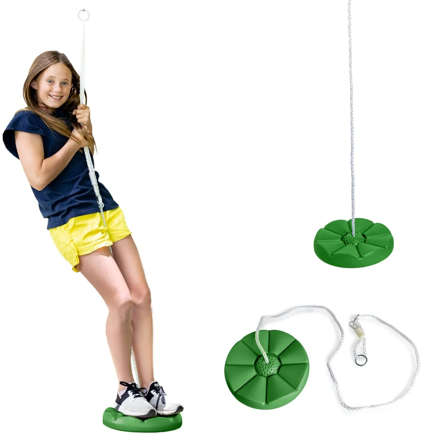 Patio Swings Disc, Round Kids Seat Heavy Duty with Rope for Outdoor Backyard Playground Play, Easy DIY Addition To Playset Tree