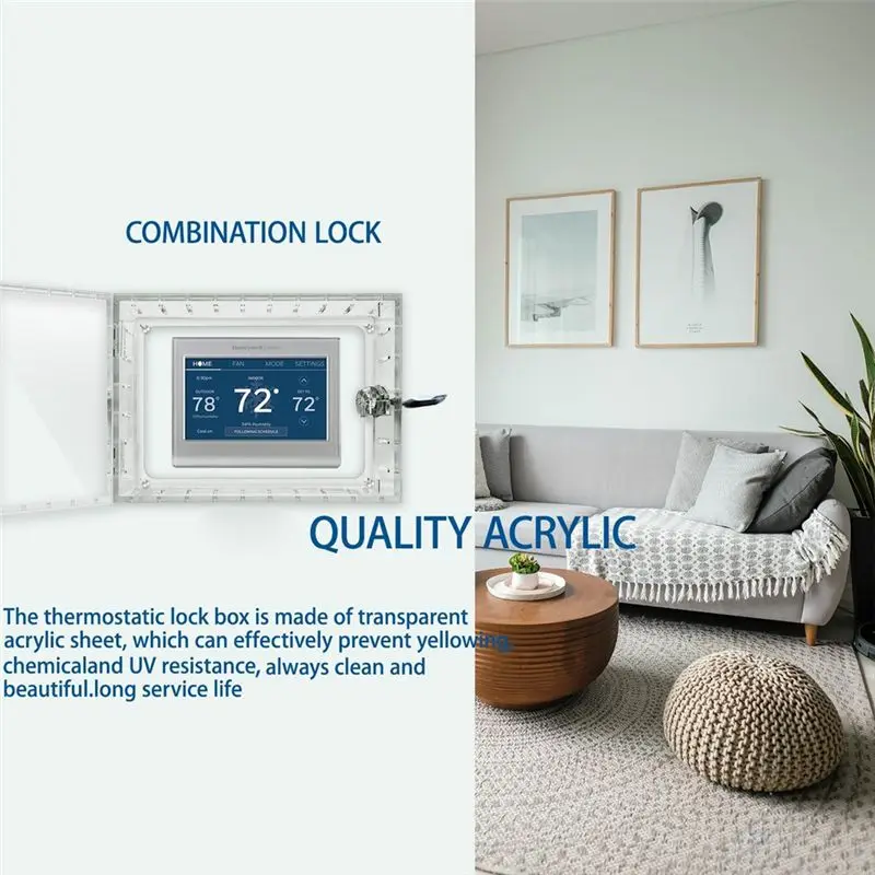 FOR HOME Thermostat Lock Box with Key,Clear Thermostat Guard for Thermostat on Wall,Fits Thermostats 6.5in H x 3.9in W x 2in D