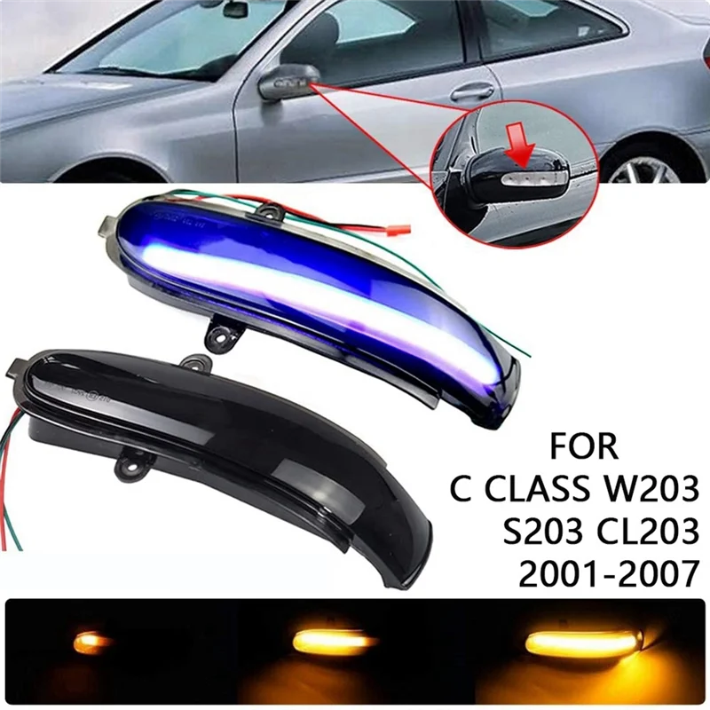 ABNM 1 زوج تتدفق بدوره إشارة مرآة مؤشر مرآة ضوء LED ضوء ديناميكي السيارات ABS لمرسيدس W203 S203 CL203
