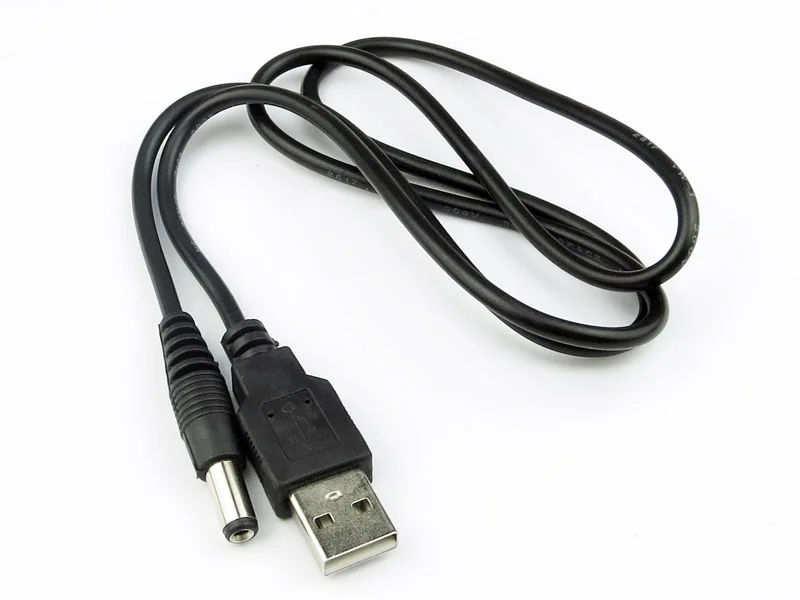 Cabo 80cm Porta USB para DC 2.0 2.5 3.5 4.0 5.5mm 5V DC Barrel Jack Cabo de alimentação Conector Preto Para LED lâmpada ou outro equipamento