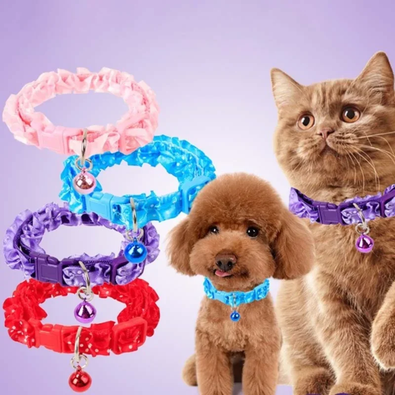 1PC dog cat bell lace collar