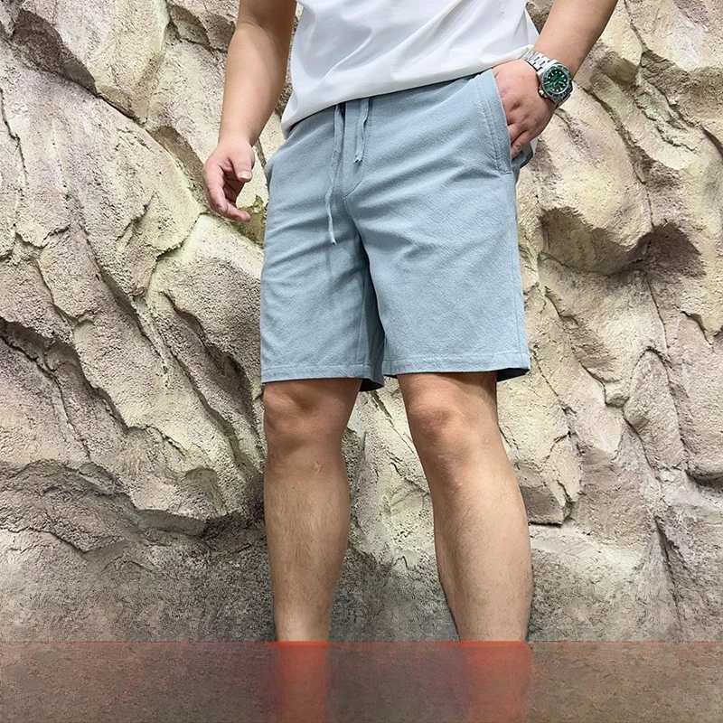 

Cotton Linen Blend Men's Casual Sports orts Breathable Versatile Summer 2024 orts Youth Daily Wear Color