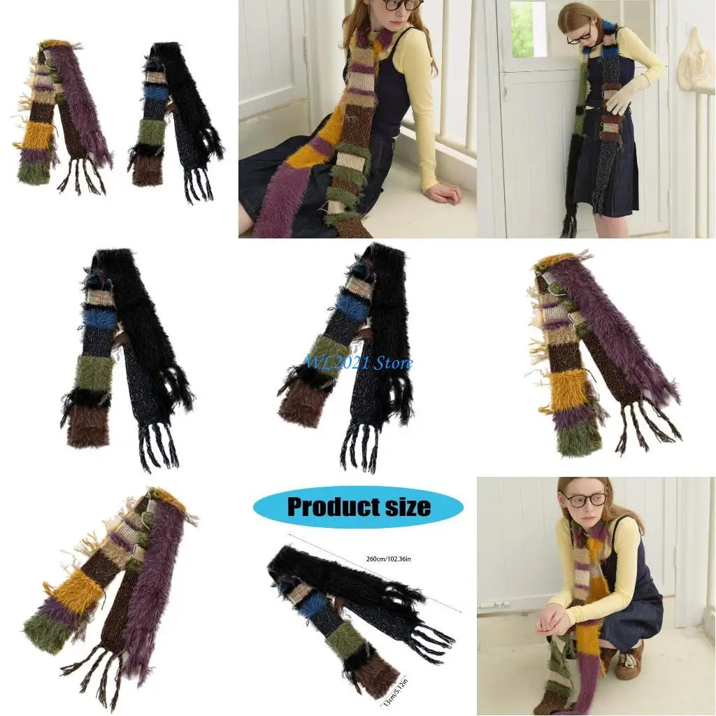 

G5GC Knit Skinny Scarf For Women Striped Neckerchief Hangbag Handle Wrap for Women Handbag Wrap Handle Belt Choker