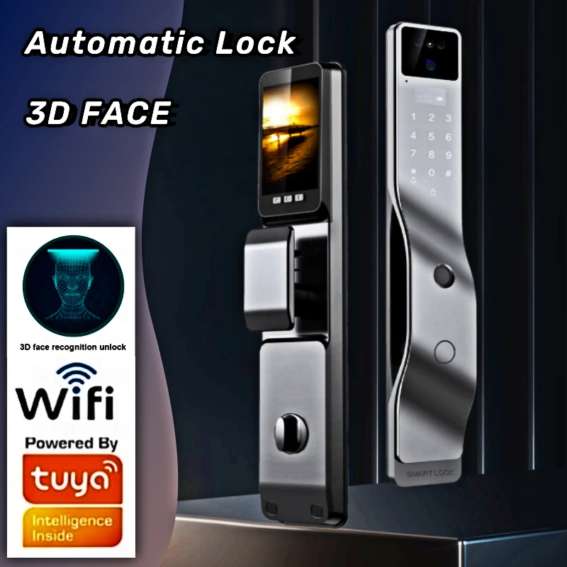 

Tuya 3D Face Biometric Fingerprint Smart Lock Fully Automatic HD Security Camera Intelligent Password Card Key Digital Lock