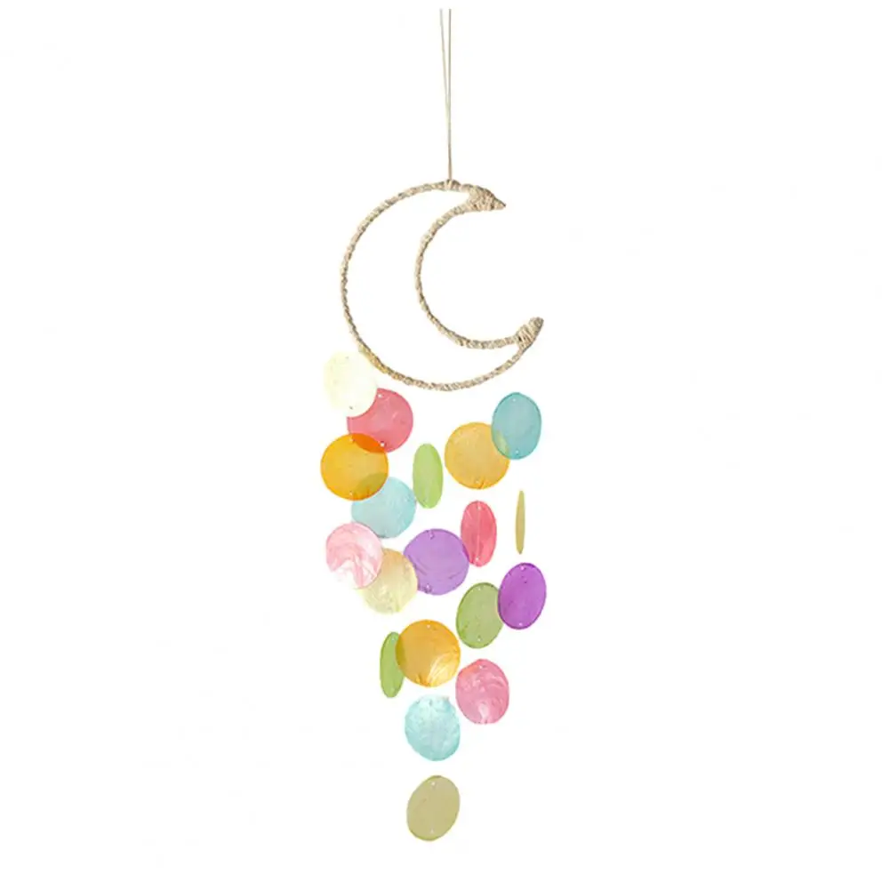 Lightweight  Beautiful Hanging Shell Moon Wind Chimes Bright-colored Hanging Wind Chime Eye-catching   Home Decor