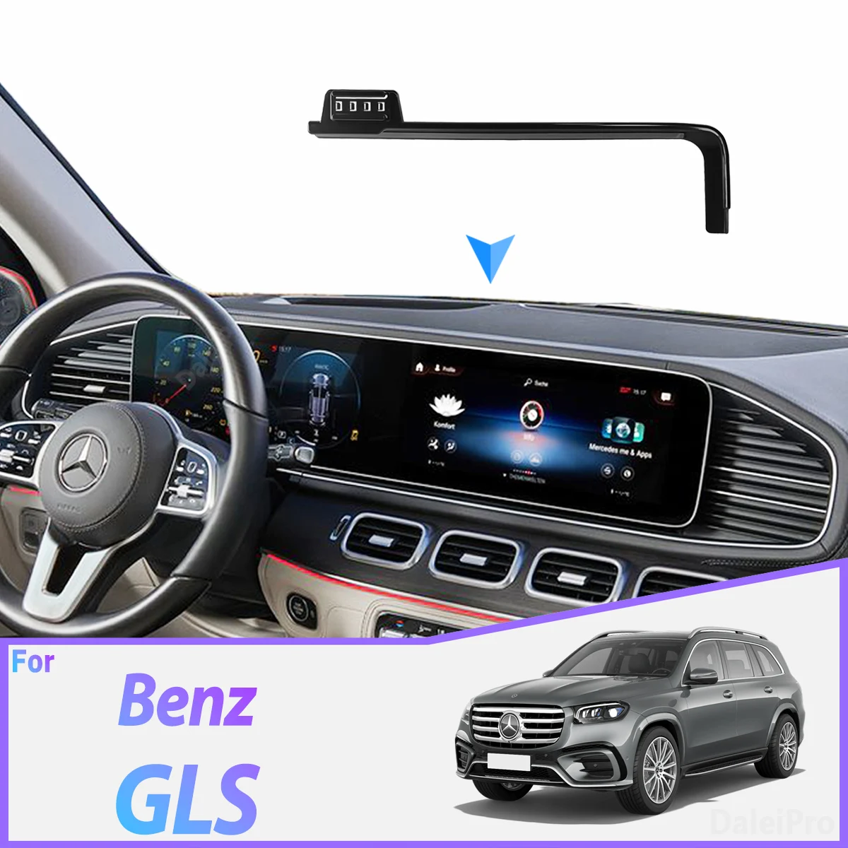For Mercedes-Benz GLS GLE W167 2020-2025 2026 Car Phone Holder Infotainment Display Fixed Base Phone Wireless Charger Holder