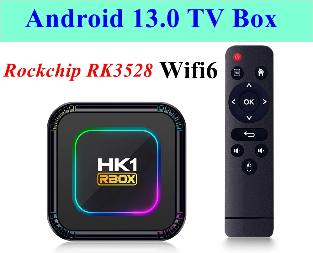 HK1 RBOX K8 Android 13.0 TV Box RK3528 Quad Core 2G/16G 4G/32G 64G 2.4G 5G Dual WIFI6 H.265 8K UHD Youtube Smart Media Player