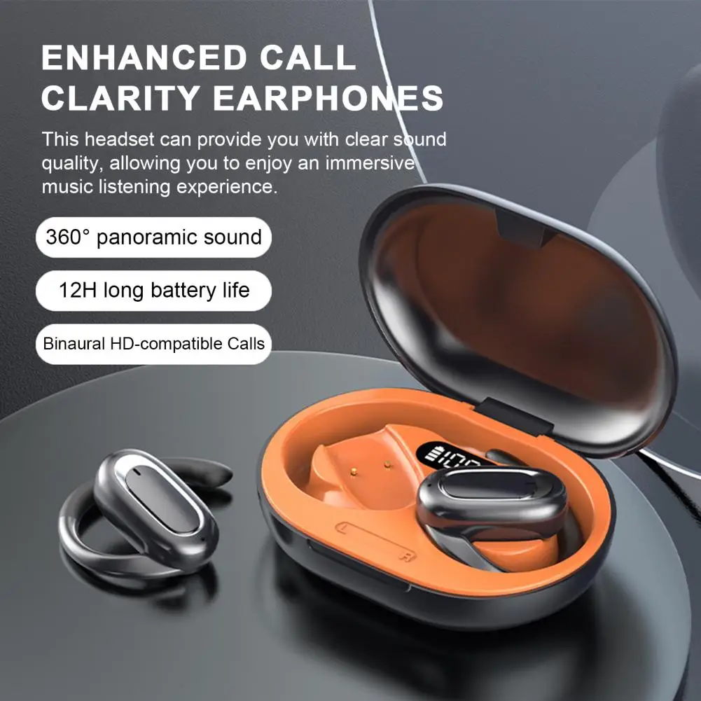 Premium Wireless Earphones Wireless Earphone Bluetooth 5.3 Headset with Digital Display Noise-reducing Ear-hook for Music