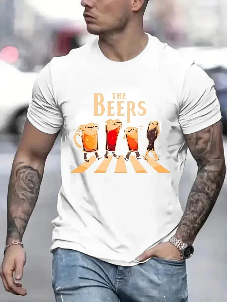 Beers Buddy Drink Men Tee Shirts Tops Street Fashion T-shirt Casual Summer T Shirts Fashion Men T-shirts Breathable and Cool