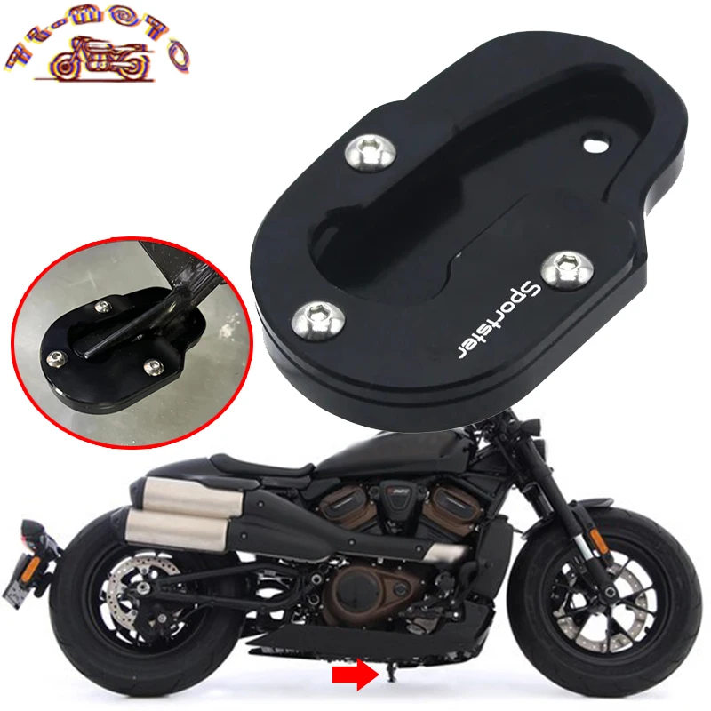 

Motorcycle Accessories Foot Side Stand Enlarger Plate Kickstand Enlarge Extension For Harley Sportster S RH1250 1250S 2021-2022