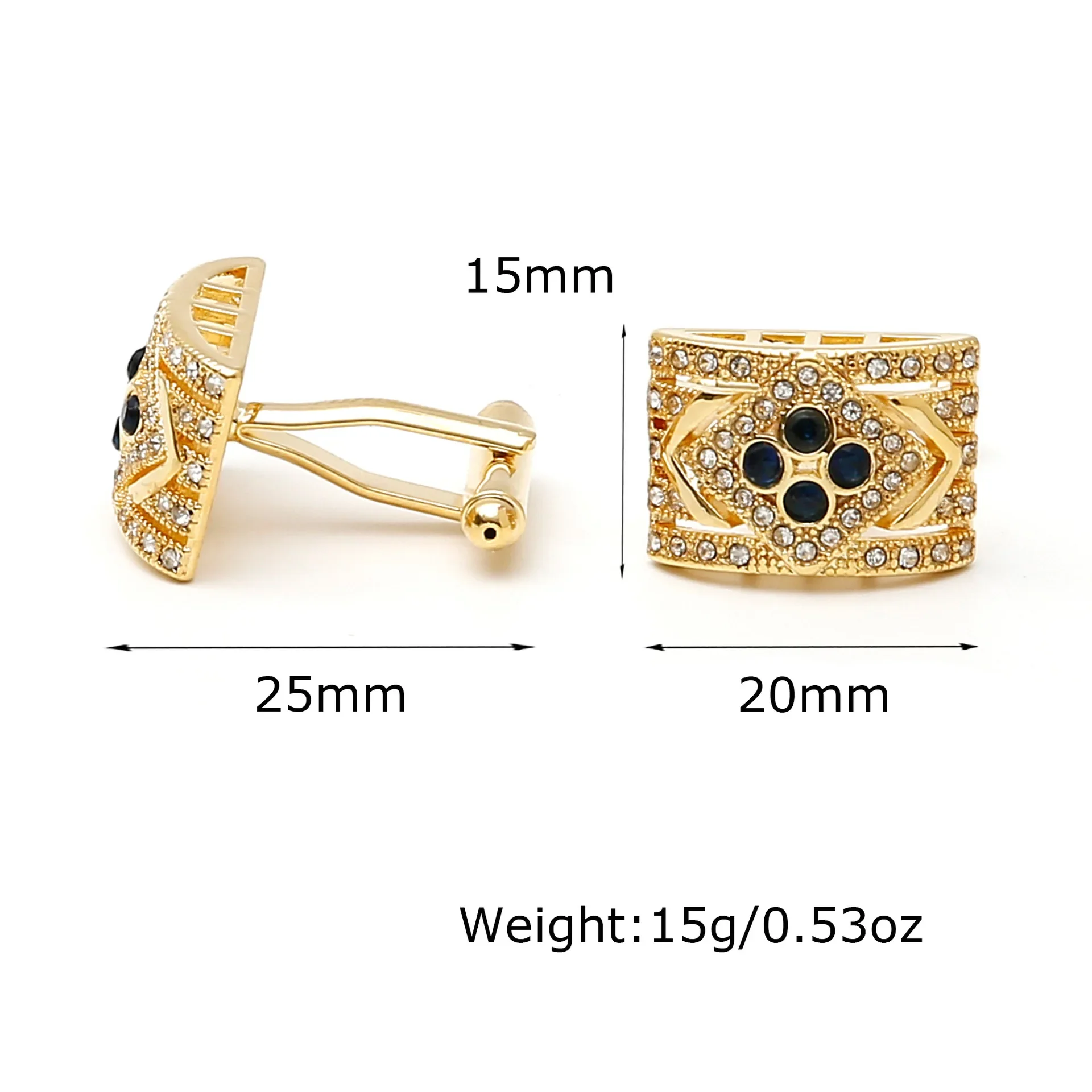 Fashion Men\'s Cufflinks Light Luxury Inlaid with Black Zircon Brass Material Shirt Buttons Wedding Party Clothing Jewelry