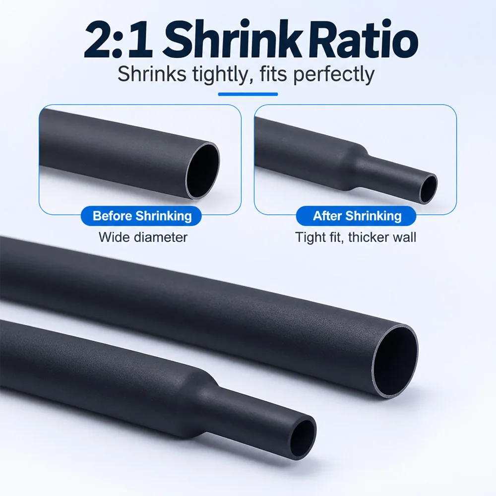 2:1 Heat Shrink Tubing Marine Grade Electrical Insulation Tube for Wire Cable Protection and Repair