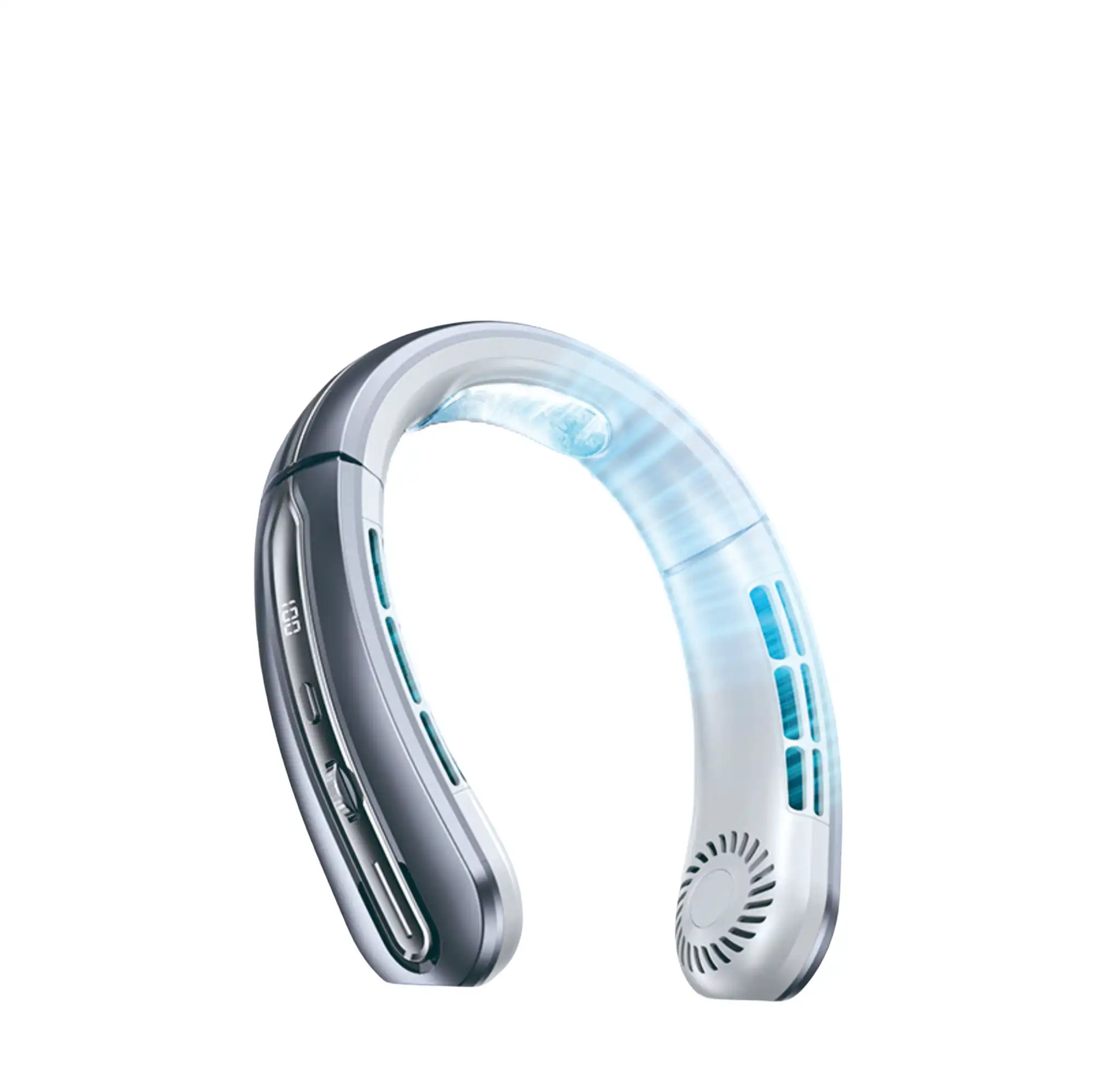 Hängender Halsventilator mit 100 Geschwindigkeiten, leichter tragbarer Halsventilator, Mini-Ventilator ohne Flügel, über USB wiederaufladbarer, leiser tragbarer Ventilator, Luftkühler