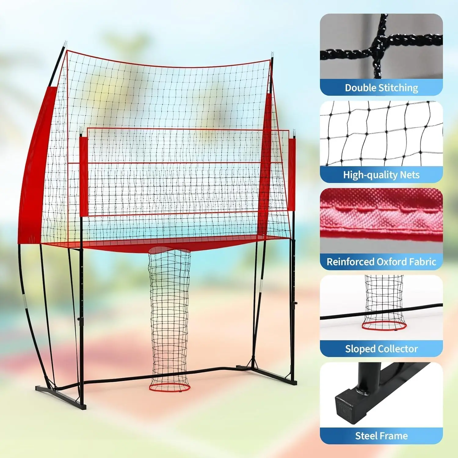 Volleyball Practice Net 11x8FT Portable Volleyball Training Equipmen with Adjustable Height, Heavy Duty Net System with Carry Bag for Garden, Indoor & Outdoor Hitting Spiking Serving Practise
