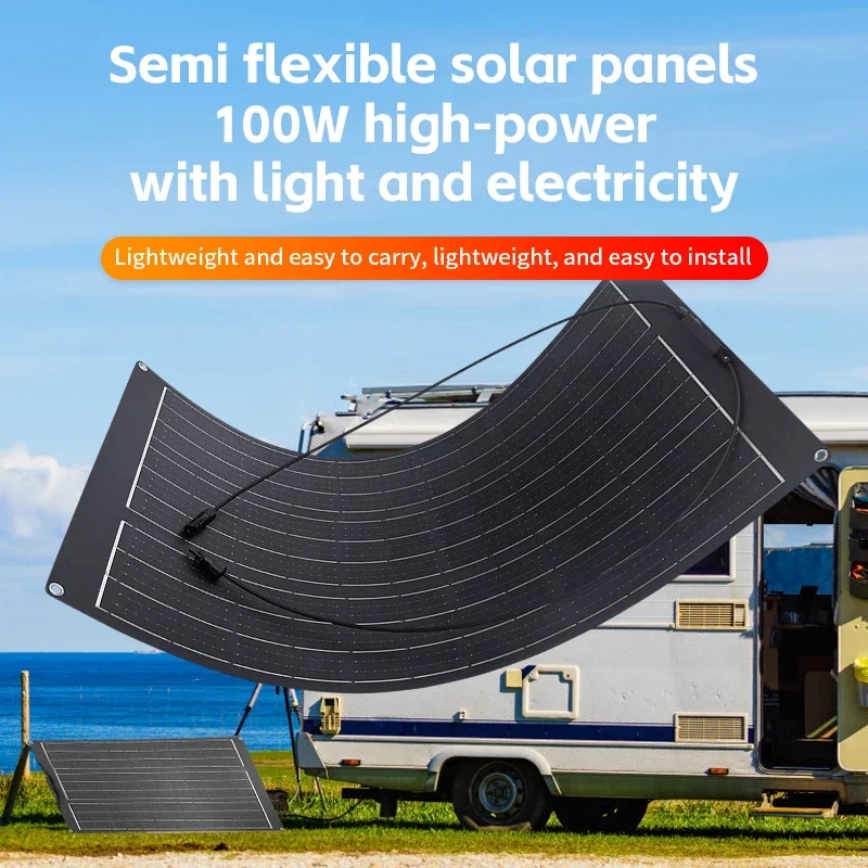 All Black Monocrystalline 100W 200W 18V Solar Energy Ultra Lightweight Flexible Solar Panel For Solar Power System/RV