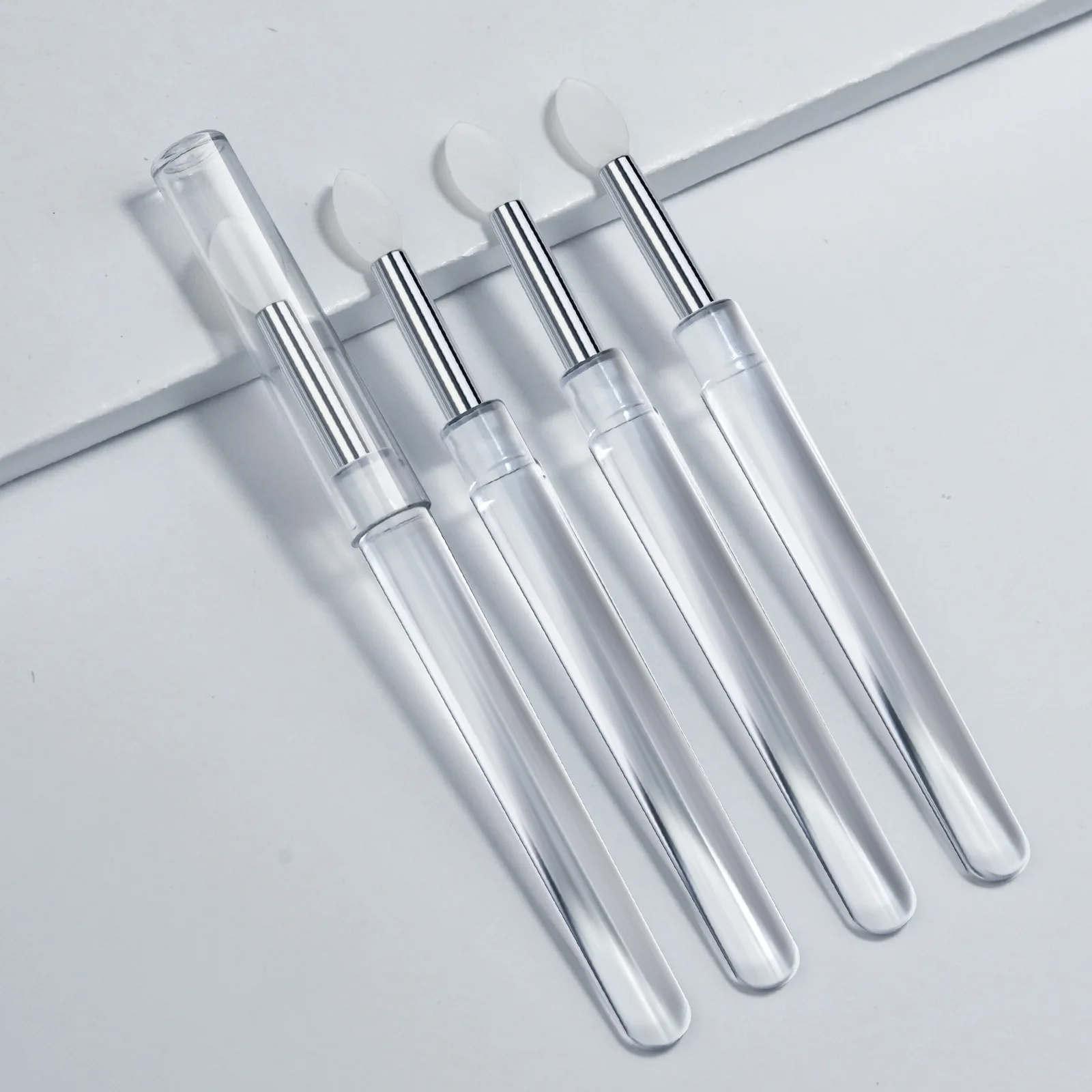 Nail Art Silicone Brush Reusable Universal Mirror Powder Pigment Applying Manicure Tool Easy To Use Transparent Applicator Stick image 2