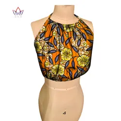 BRW Kente Print African Ankara Wax Drawstring Halter Crop Top Retainers Body Accessory For Women Girl Sexy Body Jewelry WYX31