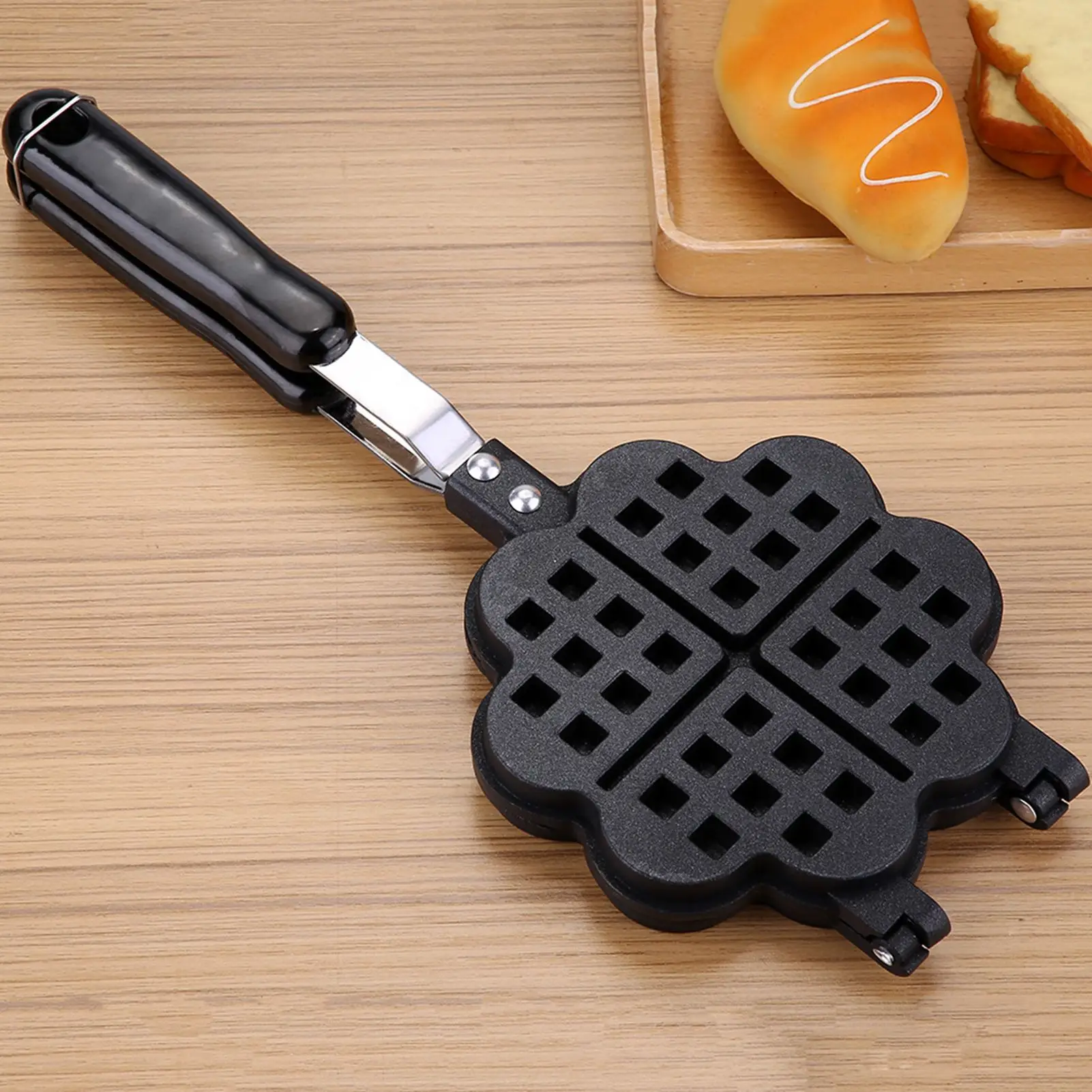 Waffle Pan, Heart-Shaped Non-Stick Waffle Maker - Aluminum Alloy Waffle Mold Kitchen Baking Tool for Sweet Breakfast