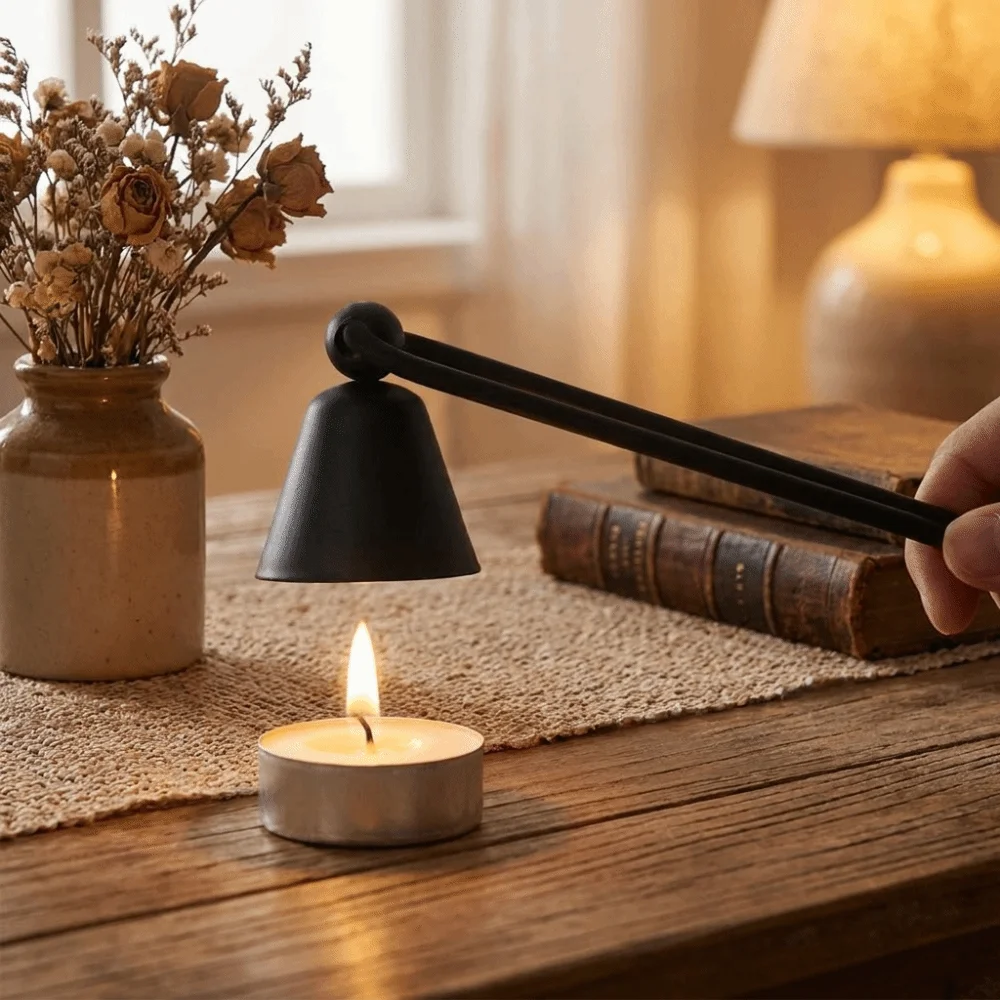 Bell Shaped Candle Snuffer Vintage Heat Resistant Wick Extinguisher Iron Long Handle Candle Flame Stopper Aromatherapy Use