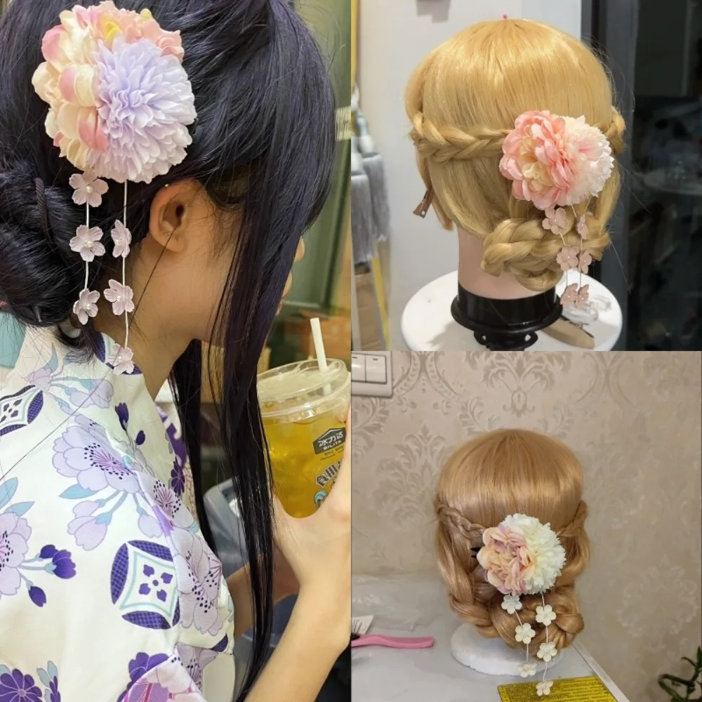 Sweet Flower Butterfly Side Clip Fringe Ancient Style Tassel Duckbill Clip Chinese Style Hanfu Headwear Hydrangea Hair Clip - Image 5