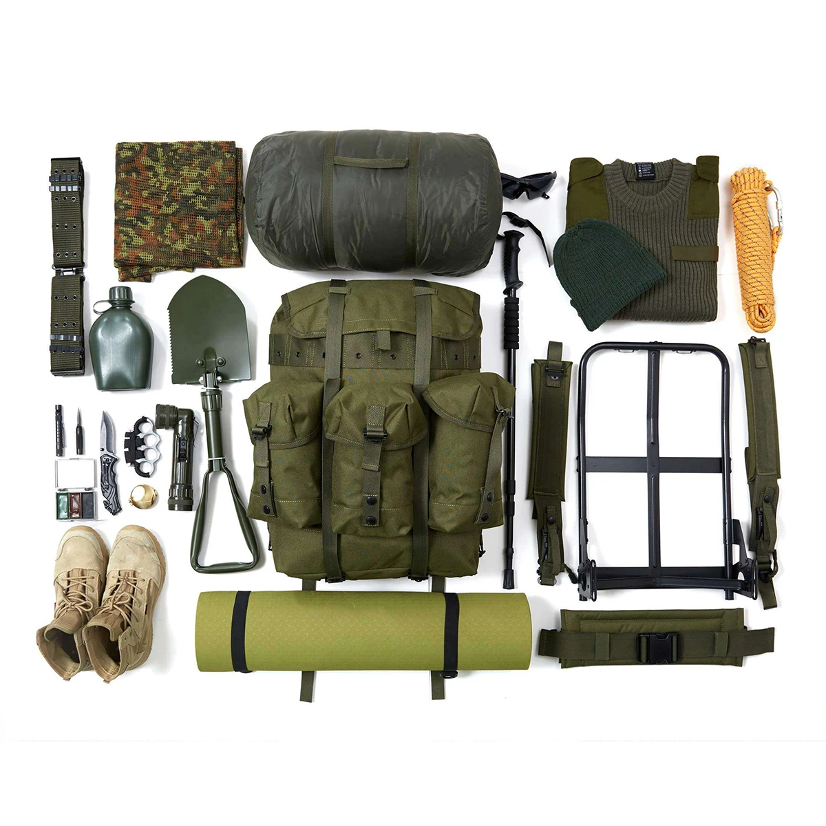 Tactical Iron Frame Backpack Outdoor Weight Training Marching Rucksack Large Capacity Men and Women Travel Hiking Bag