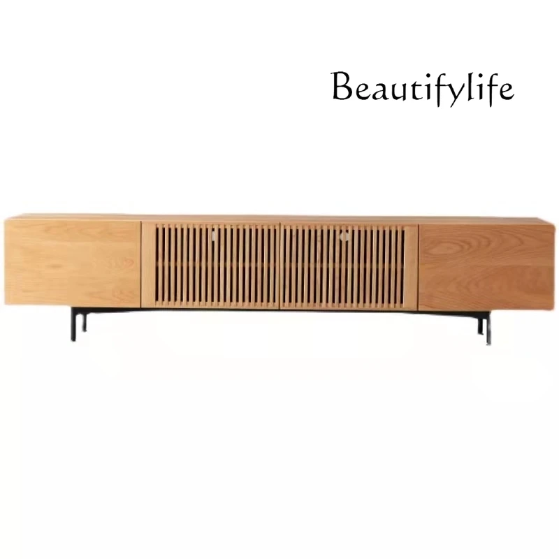 

Nordic Simple Solid Wood TV Cabinet Multi-Functional Audiovisual Cabinet Small Apartment Grid Storage Floor Cabinet