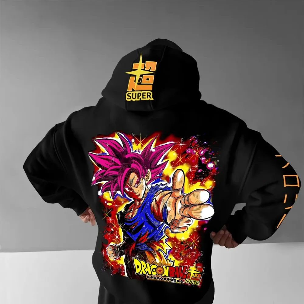 

Мужская свободная толстовка с капюшоном Dragon Ball, осень/зима 2021, уличная анимация, дизайн с принтом персонажей, повседневный повседневный пуловер для родителей и детей