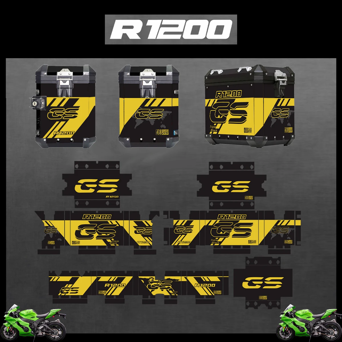 

Panniers 40 GS For BMW R1200GS R1200 GS ADV Triple Black Adventure 2019-2023 2022 2021 2020 Motorcycle Aluminum Box Sticker Case