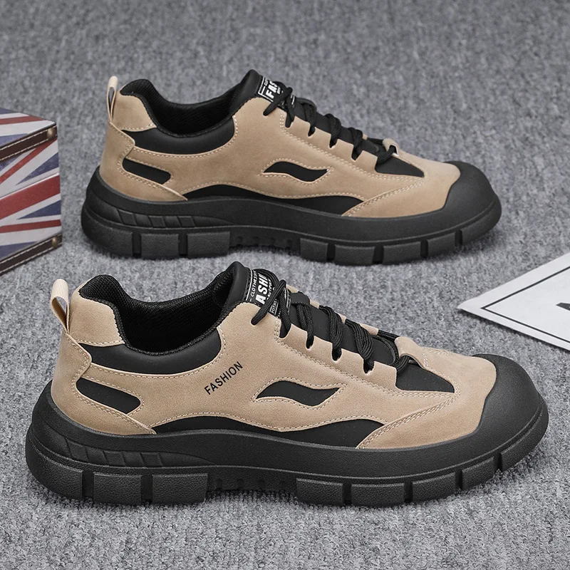 

Новая мужская обувь на весну. Дышащие мужские кроссовки на строительной площадке. Нескользящая и износостойкая обувь. Мужская спортивная защитная обувь.