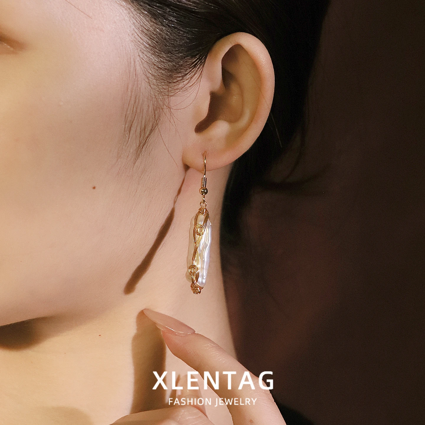 Genuine Freshwater Baroque Pearl Earring for Women Daily Dating Party Handmade Wire Wrapped Earring European American Style Jewe