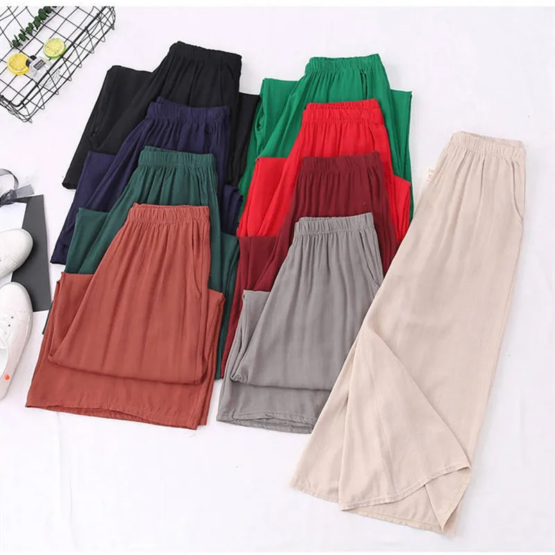 Fashion Wide Leg Pants High Waist Cotton Linen Palazzo Casual Loose Trousers Vintage Pantalon Femme Soft Pants roupas femininas