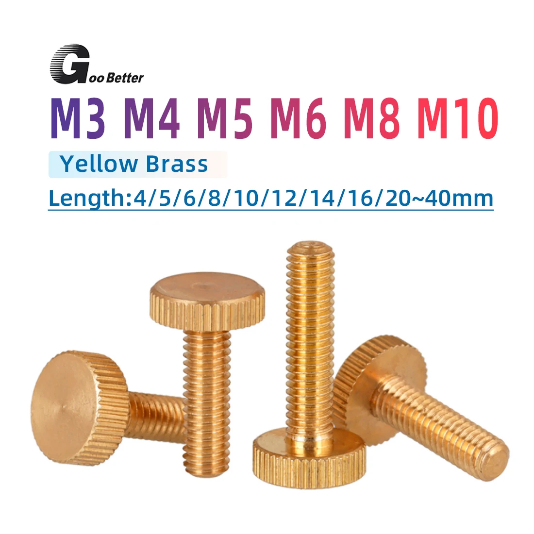 

2-10 Brass Knurled Flat Head Thumb Screws M3, M4, M5, M6, M8, M10