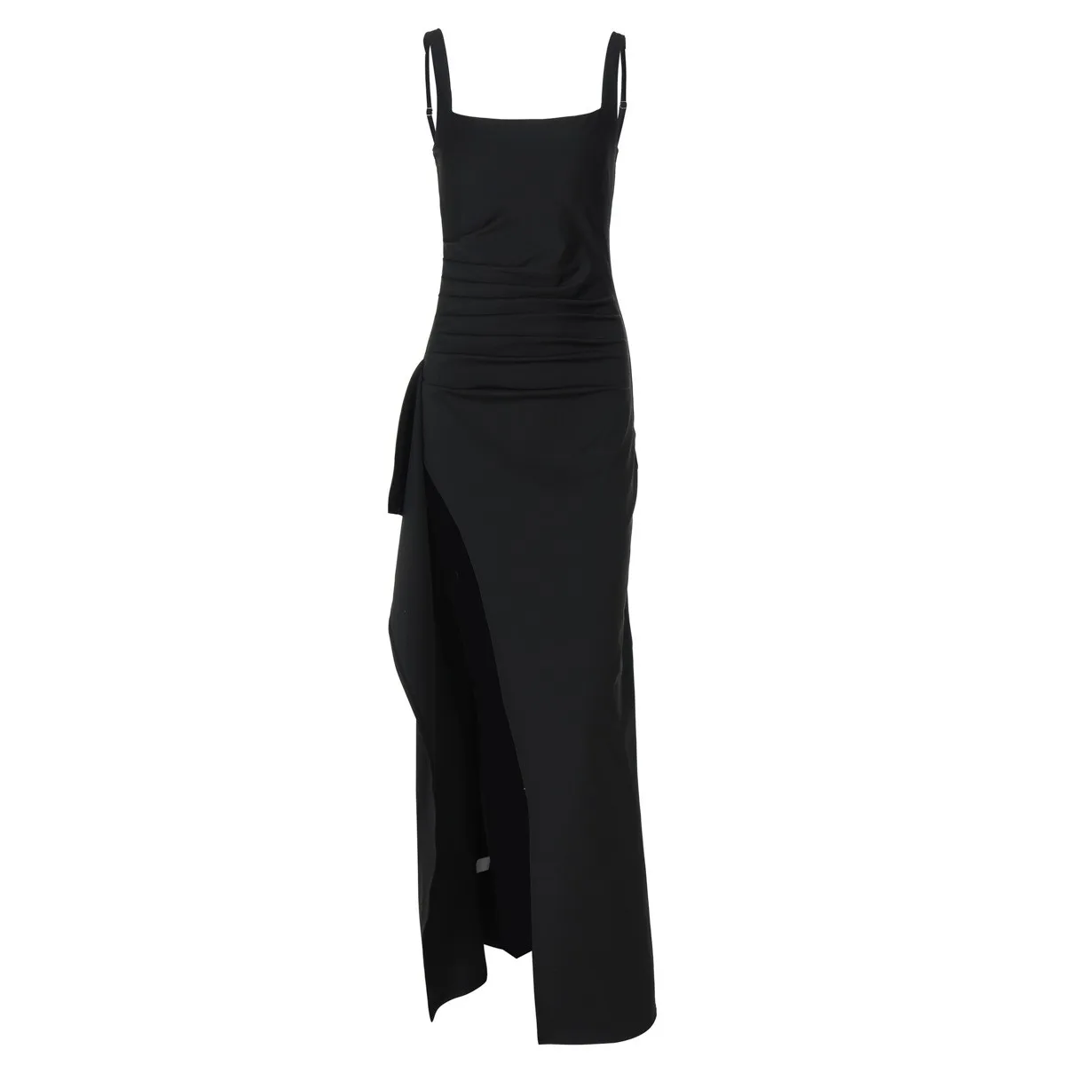 Backless High Slit Sleeveless Square Neck Long Bodycon Dress for Wedding Guest Summer Elegant Party Prom Wedding Party Women