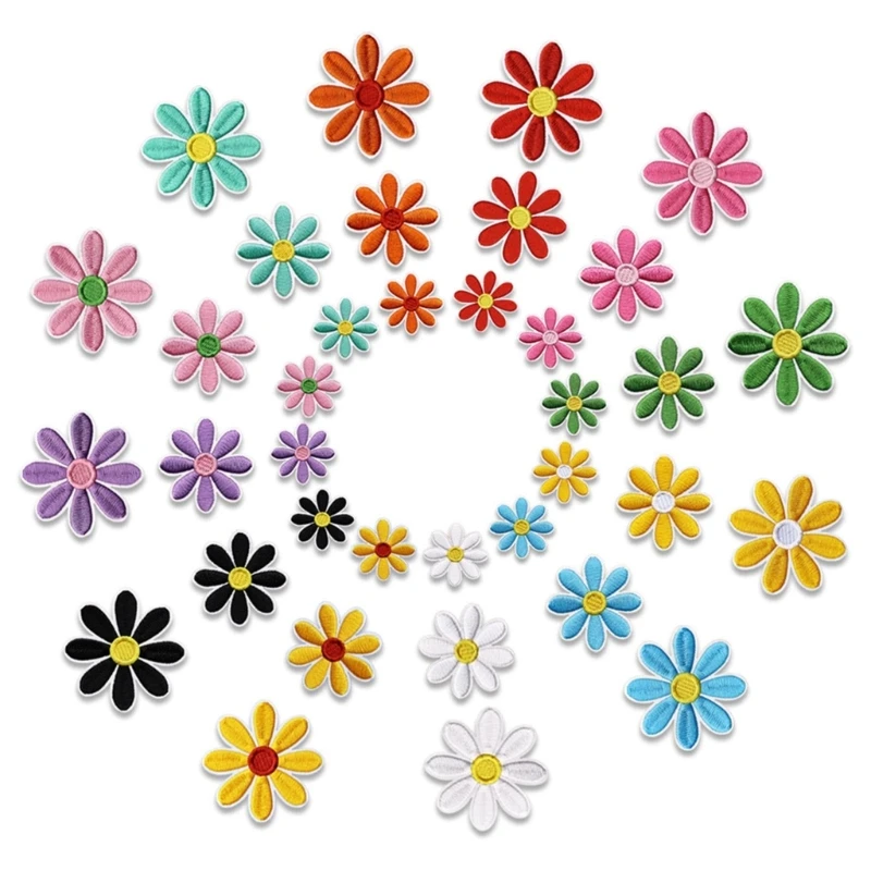 36Pcs Flower Embroidered Iron On Clothing Patches Decorative Embroidery Applique For Kids Backpacks Hat Embellishments