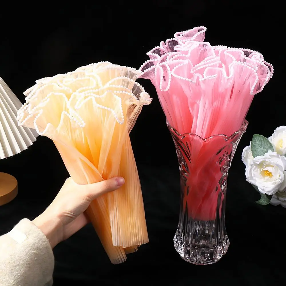 Refined Pearl Wave Mesh Fabric For Floral Bouquet Wrapping Delicate DIY Craft Material Gift Box Party Decoration