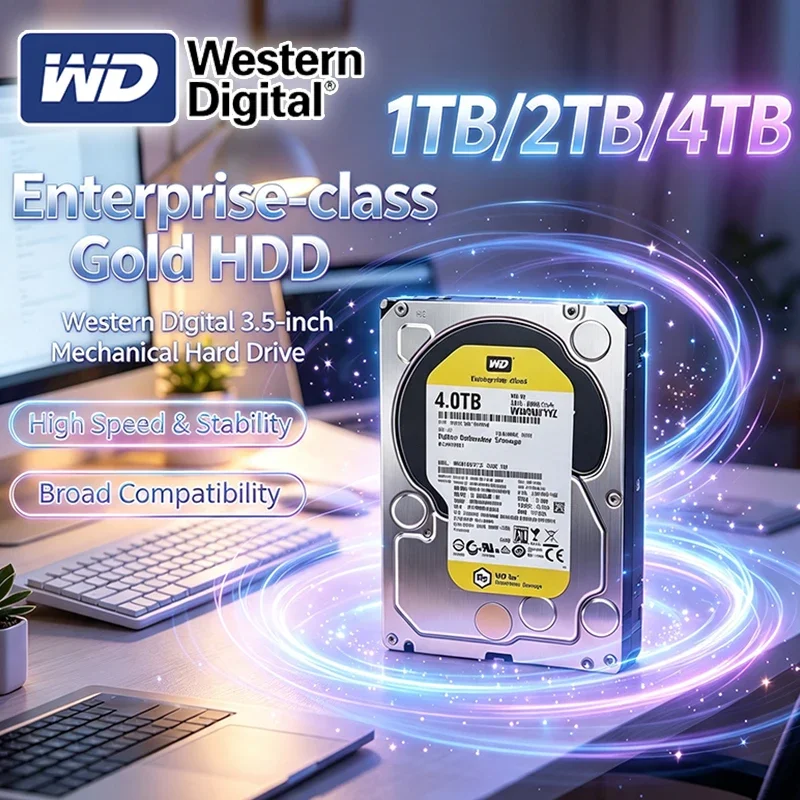 Western Digital WD Gold HDD 1TB 2TB 3TB 4TB SATA 3.5" Hard Drive Disk For Security System Video Recorder SSD HardDisk for Laptop