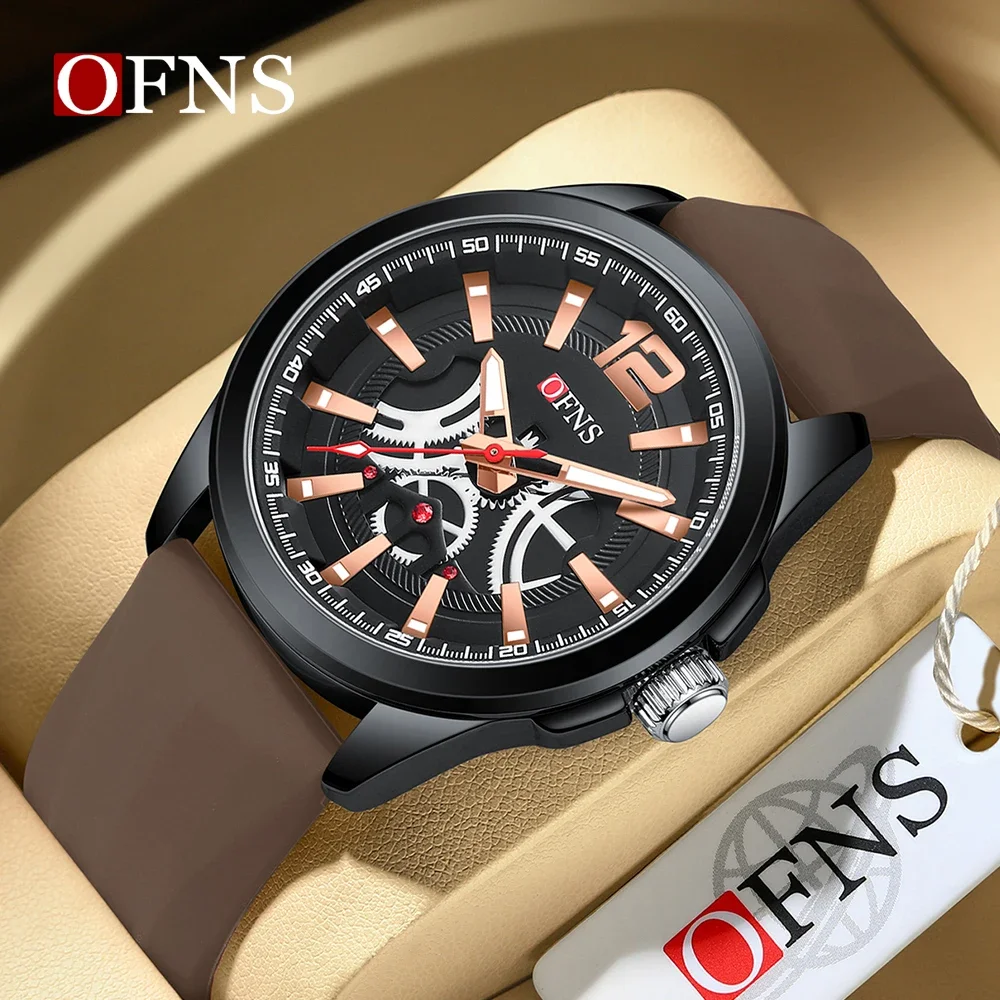 OFNS-Montre à quartz étanche pour homme, bracelet en silicone, lumineux, sports de plein air, natation, à la mode, marque, nouveau, 8016