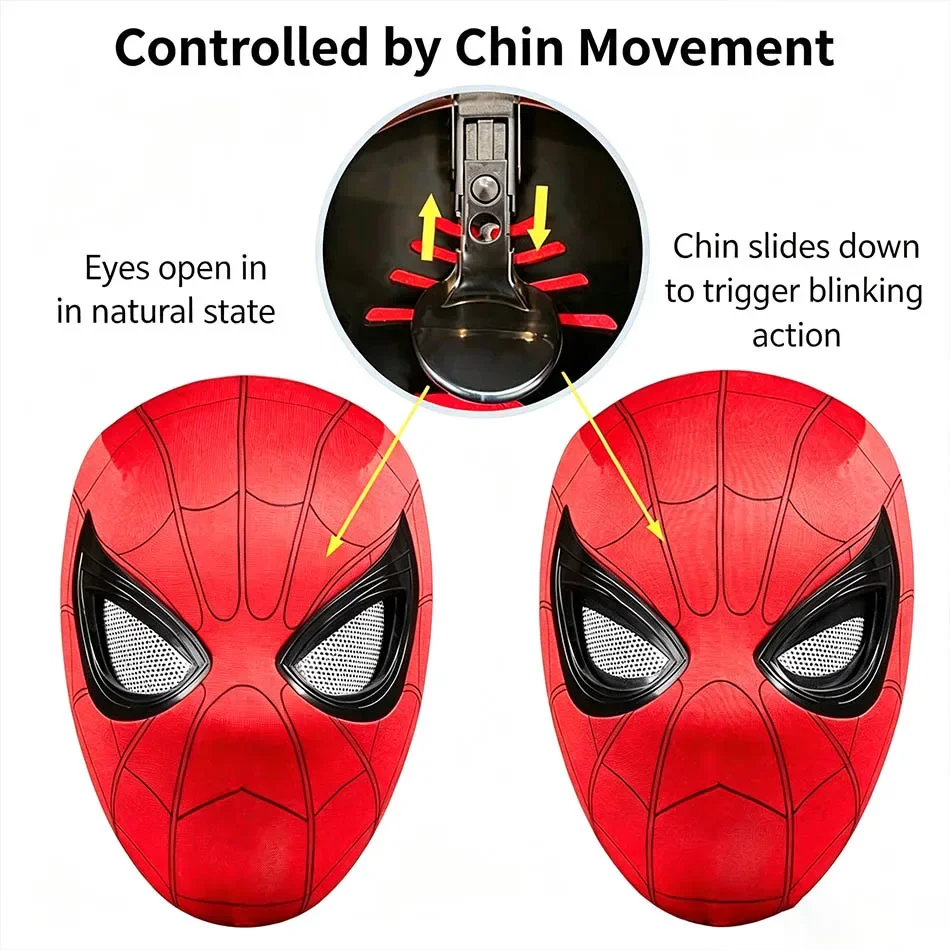 2026 Popular Breathable Spider Man Headset with Chin Operable Blink Touch Glowing Mask Miles Halloween Cosplay Boys Headgear Toy