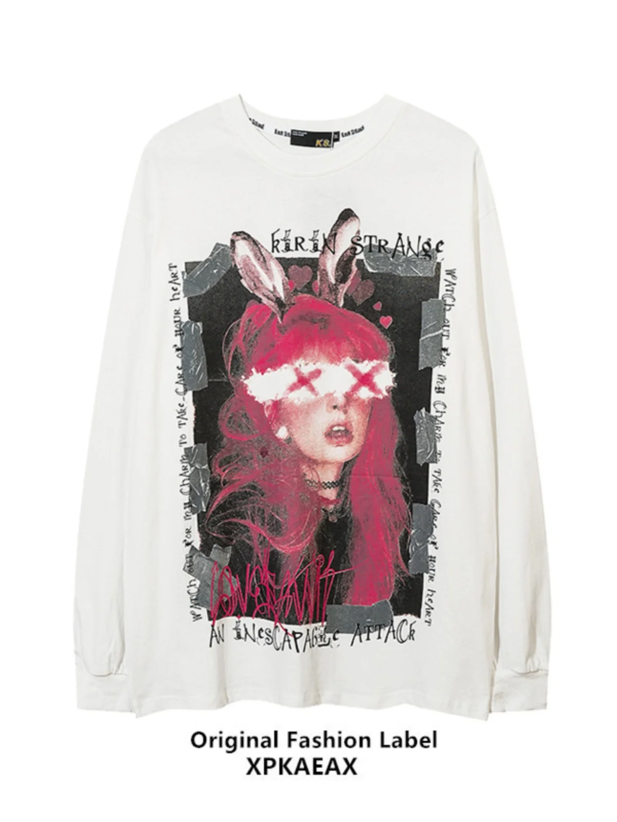 Trendy Oversize Long Sleeve American Ins Style Sweatshirt High Street Round Neck Base Shirt  Loose Hip Hop Top Streetwear Women