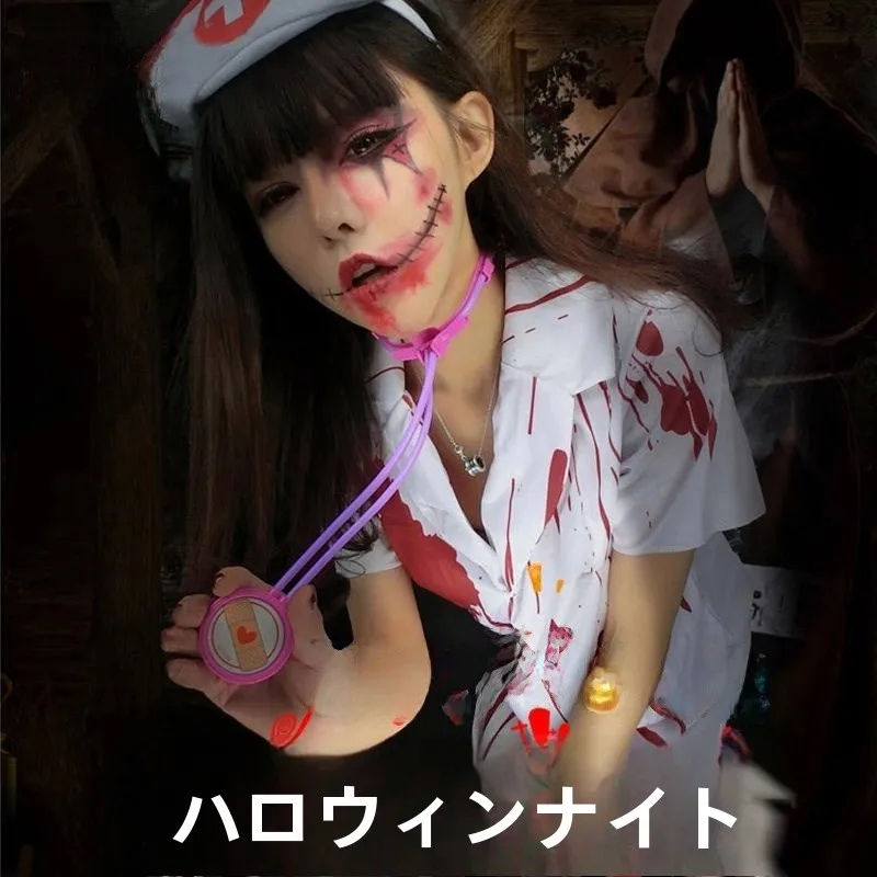 

Adult Halloween Cosplay Costume Women's Role-playing Ghost Terroristic Bloodstained Nurse Doctor Traditional Chinese Stage Co...