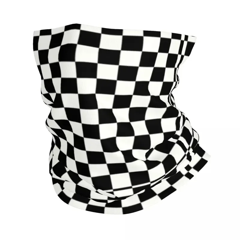 Bandana classique en damier pour femme, cache-cou, écharpe coupe-vent, visage rond, échiquier de randonnée, bande GaClaunun, hiver