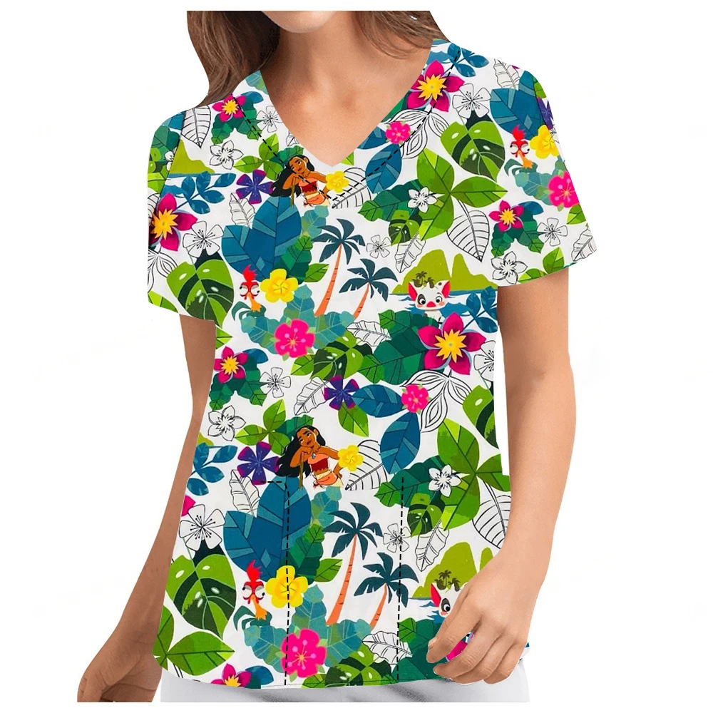Tandheelkundige Oogheelkunde Werk Uniform Disney Serie Zeemeermin Winnie De Pooh Bedrukte Zomer Korte Mouw Tops Voor Mannen En Vrouwen